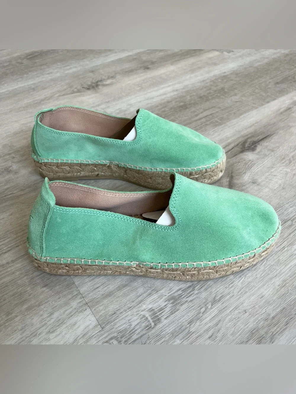 MANEBÍ Hamptons Suede Double Sole Espadrilles Shoe Pastel Mint EU 39 NIB Coastal